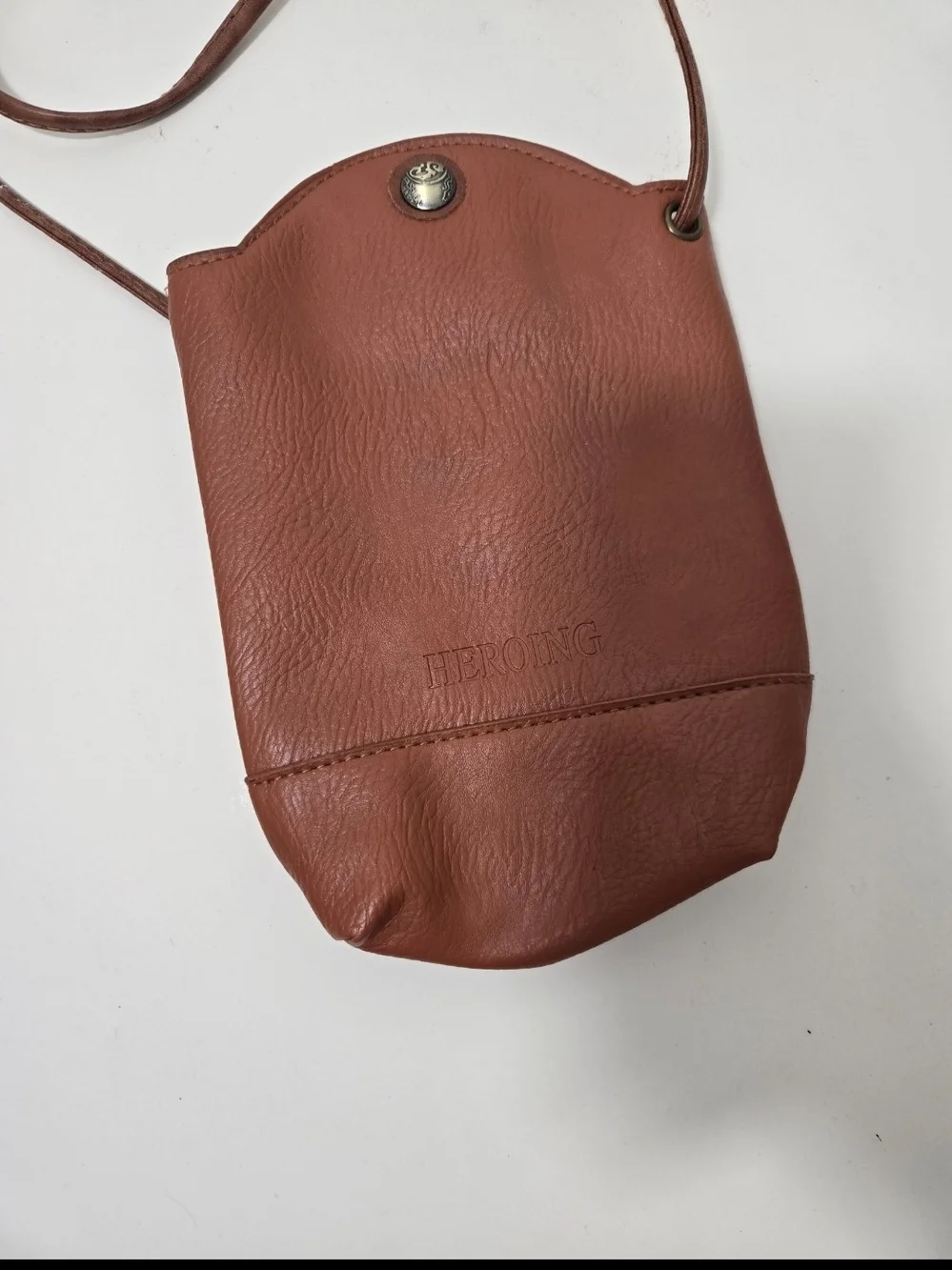 Vintahe Y2K Heroing Brown Leather Crossbody Pouch